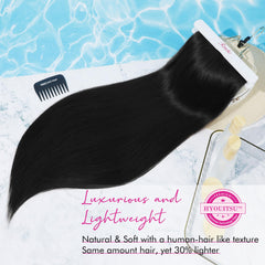 REECHO 28in straight clip-in set with 6.5in three-clip weft for fuller mid-length.