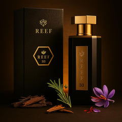 Reef Perfumes Reef33 bottle front showing unisex luxury fragrance