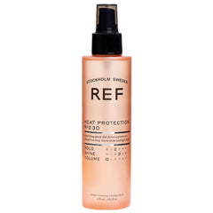 REF 230 Heat Protection Spray application on damp hair for smoother styling.