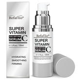 Refaflio Super Vitamin C Serum bottle closeup showing hydration-ready formula
