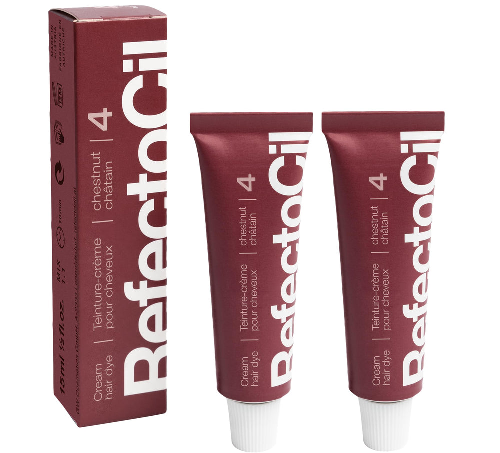 RefectoCil Chestnut 4 cream dye tube for warm natural brown shade with long-lasting color