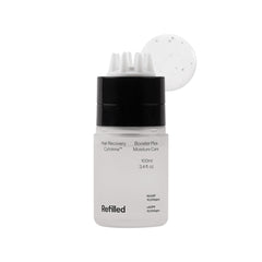 Refilled Booster Plus Moisture bottle for scalp hydration and gentle daily care.