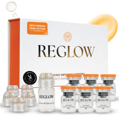 ReGlow micro-infusion system face closeup for at-home firming skincare.