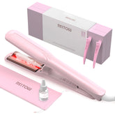 Reitow steam hair straightener plates one-point-five-inch wide for faster, even styling.