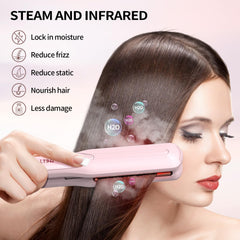 Reitow ultrasonic mist steam delivers moisture while reducing static during styling.