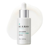 REJURAN Advanced Anti-Aging Serum bottle showing wrinkle reduction and radiance.