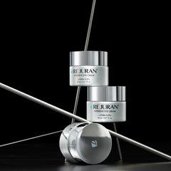 Rejuran c-PDRN eye cream closeup; rich texture supports elasticity and firmer-looking eye contour.