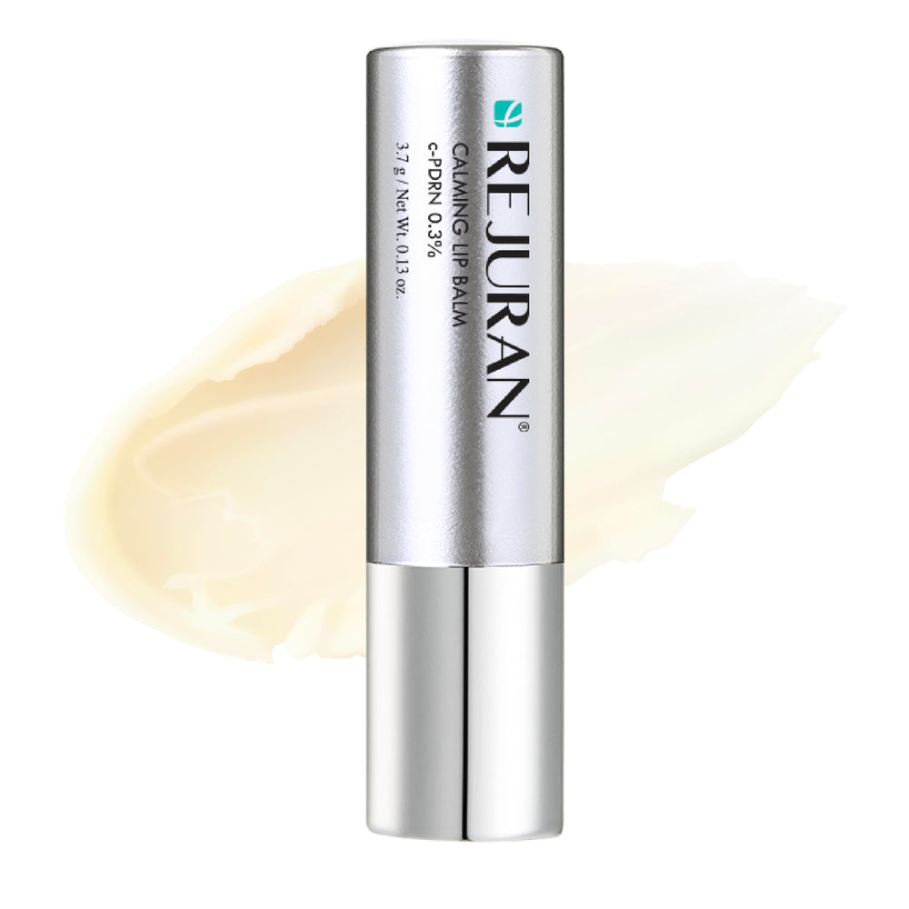 REJURAN Calming Lip Balm tube demonstrates deep hydration for dry lips.