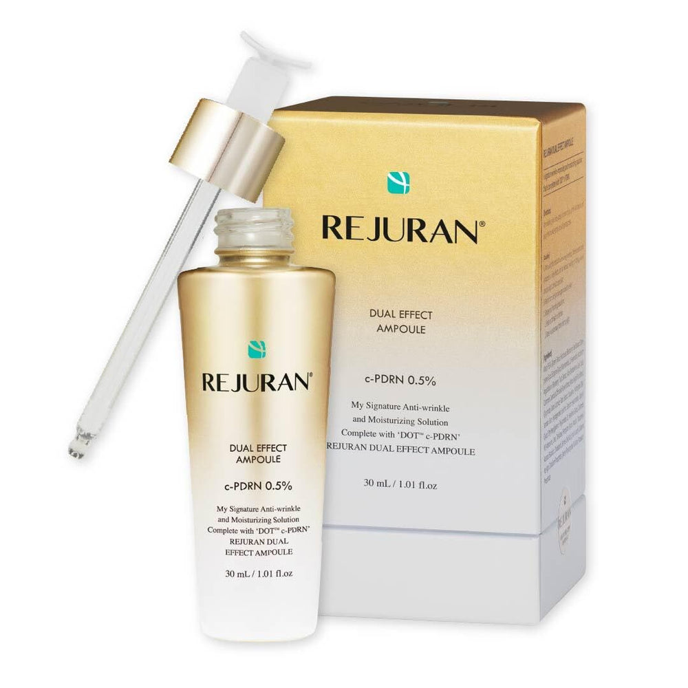 REJURAN Dual Effect Ampoule bottle showing hydration for a glowing complexion