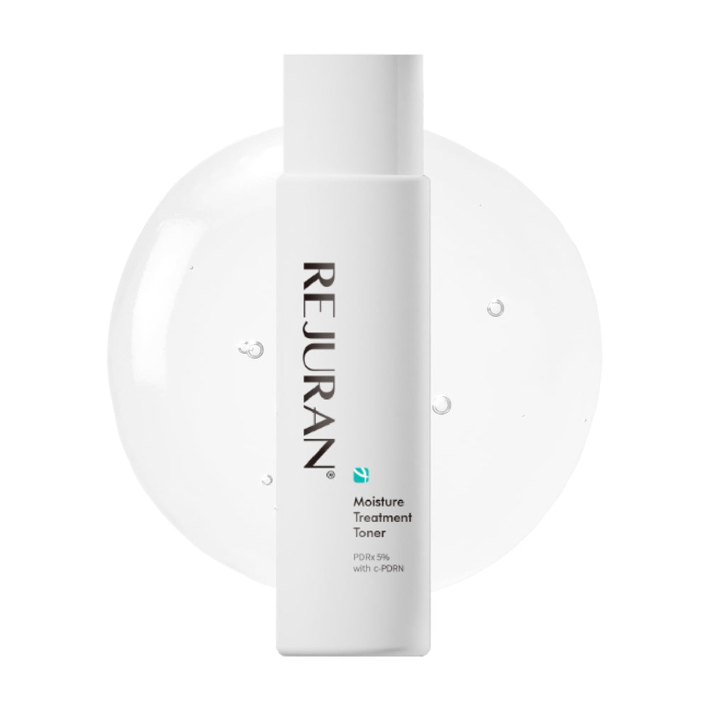 REJURAN Moisture Treatment Toner bottle highlighting barrier support and hydration.