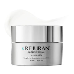 REJURAN Nutritive Cream c-PDRN bottle highlights premium hydration for radiant skin.