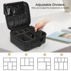Relavel adjustable dividers in makeup bag tailor storage for brushes and palettes.