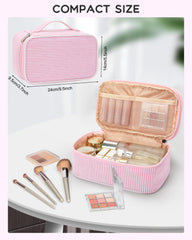 Relavel dual-layer pink strip open-top reveals organized space for lipsticks and brushes.