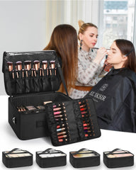 Relavel extra large makeup case interior with dividers showing customizable storage