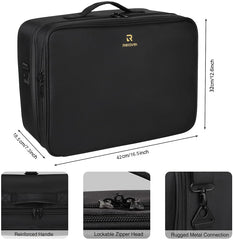 Relavel extra large makeup case open layout reveals organized compartments