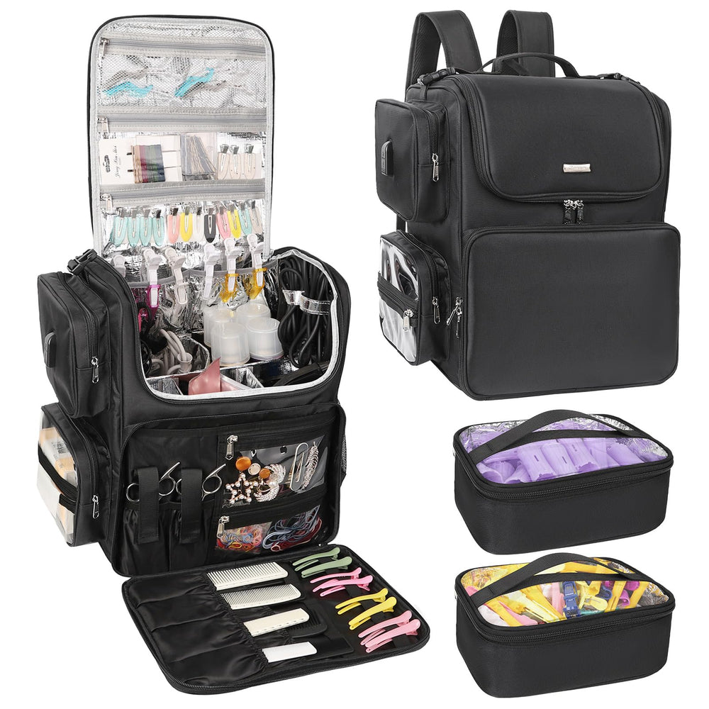 Relavel hair tools travel bag front view shows organized storage for styling tools.