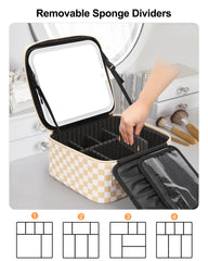 Relavel makeup artist organizer with adjustable dividers fits cosmetics and tools neatly.