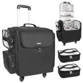 Relavel rolling makeup train case closed for secure on-the-go storage.