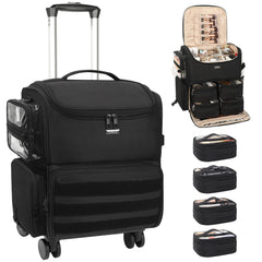 Relavel rolling makeup train case front view for on-site beauty storage.