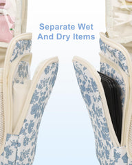 Relavel Hanging Toiletry Bag 360-degree swivel hook for easy hanging in hotels or bathrooms.