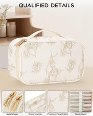 Relavel makeup bag reveals brush compartments for easy tool access.