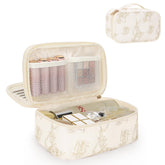 Relavel Lily Floral travel makeup bag front view for compact daily makeup storage.