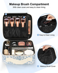 Relavel Travel Makeup Case brush compartment keeps brushes tidy