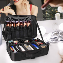 Relavel travel makeup train case open reveals organized interior for quick cosmetics access