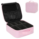 Relavel travel makeup train case pink stripe closed for travel organization