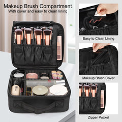 Relavel waterproof interior protects cosmetics during travel.