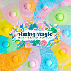 RelaxRose bath bombs color release visual shows dynamic, soothing bath experience.