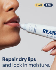 Remedy Science lip balm overnight application scene on nighttime routine.