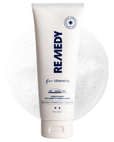 Remedy Science Remedy for Rich Cream Cleansing bottle-pour demonstrates gentle cleansing.