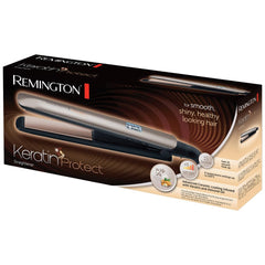 Remington S8540 keratin protect ceramic coating detail improves glide and reduces heat friction.