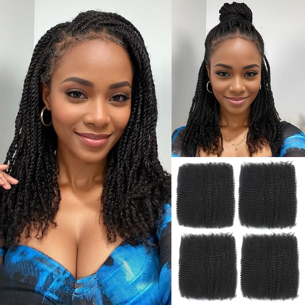 Renyarch Afro Kinky Bulk Hair 16inch package shows natural texture for seamless twists.