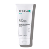 Replenix benzoyl peroxide face wash bottle with aloe soothing cleansing
