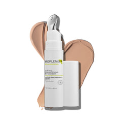 Replenix eye cream tube close-up showing tinted coverage for under-eye brightness