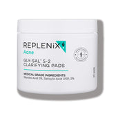 Replenix Gly-Sal Clarifying Pads packaging front for clearer skin.