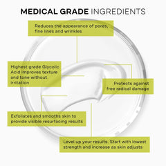 Face application of Replenix Glycolic Acid 10% cream for exfoliation and even tone.