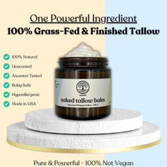 Reroot Organics Naked Tallow Balm applied on face for gentle moisture