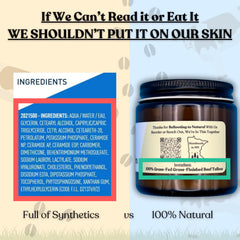 Reroot Organics Naked Tallow Balm on lips and elbows for multi-use hydration