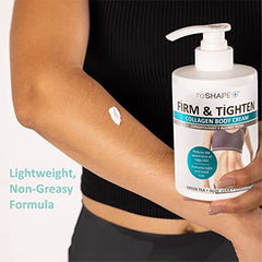 Reshape+ Collagen Cream pump bottle on vanity for easy daily moisturization.