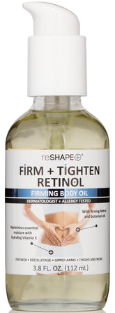 Reshape+ Retinol Firming Body Oil bottle for nourishing anti-aging care.