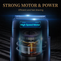 RESNOMI electric foil shaver dual-floating-blades demonstrate smooth contour adaptation.