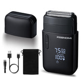 RESNOMI electric foil shaver front view highlights compact design for quick daily shaves.