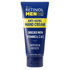 Retinol Anti-Aging Hand Cream bottle close-up shows rich hydration for daily hands.