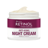 Retinol LIVAURA night cream jar with glow-boosting overnight care.