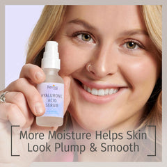 Reviva Labs Hyaluronic Acid Serum neck bottle highlights targeted hydration for the décolletage.