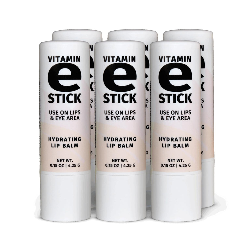 Reviva Labs Vitamin E Stick packaging closeup for on-the-go lip hydration.
