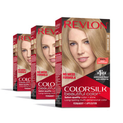 Revlon ColorSilk permanent hair color box 3-pack for easy at-home color